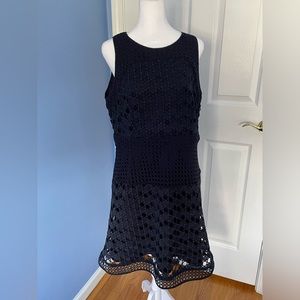 NWT Ann Taylor deep navy blue dress lined with beautiful detail Size 12P